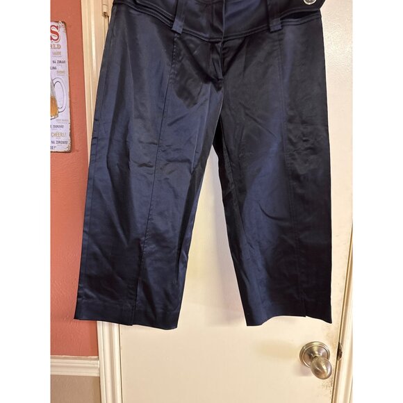 Vintage Cache Black Solid Capri Pants Size 6 Made In USA With Button Detailing & - Picture 3 of 7